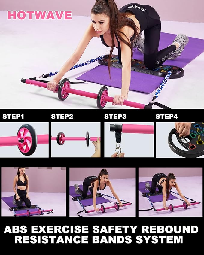 HOTWAVE Portable Exercise Equipment with 16 Gym Accessories.20 1 Push