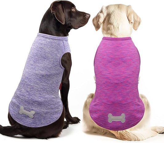 KYEESE 2 Pack Dog Shirts for Large Dogs Quick Dry Breathable Stretchy Sun Protection Pet T-Shirts with Reflective Label Tank Top Sleeveless Vest Dog Clothes, Purple+Pink, 3XL