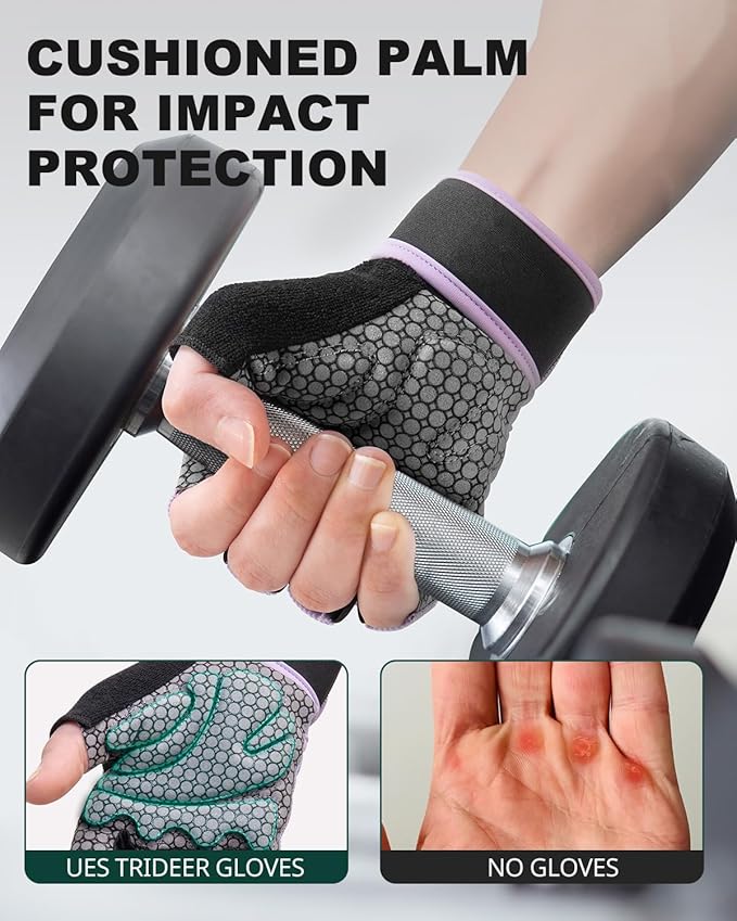 Trideer Weight Lifting Gloves for Women with Wrist Wraps Support, Workout Gloves for Women, Full Palm Protection, Grip for Gym Training, Fitness, Weightlifting, Exercise