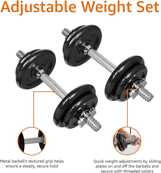 Amazon Basics Adjustable Dumbbell Hand Weight Set, Black