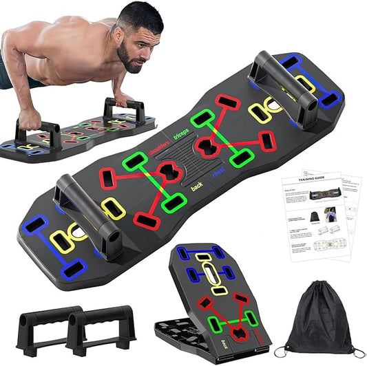 AERLANG Push Up Board, Foldable 10 in 1 Push Up Bar with Resistance Bands,Portable Multi-Function Push up Handles for Floor,Professional Push Up Strength Training Equipment