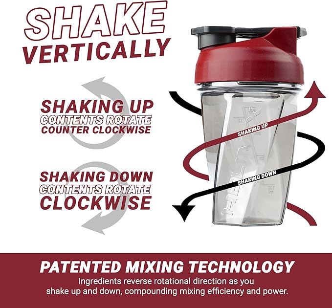 HELIMIX 1.5 Vortex Blender Shaker Bottle Holds Upto 20oz | No Blending Ball or Whisk | USA Made | Portable Pre Workout Whey Protein Drink Shaker Cup | Mixes Cocktails Smoothies Shakes | Top Rack Safe