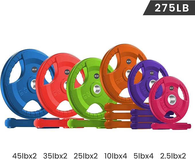 SPART 2-Inch Color Rubber Coated Olympic Grip Plate 2.5LB/5LB/10LB/25LB/35LB/45LB, Two