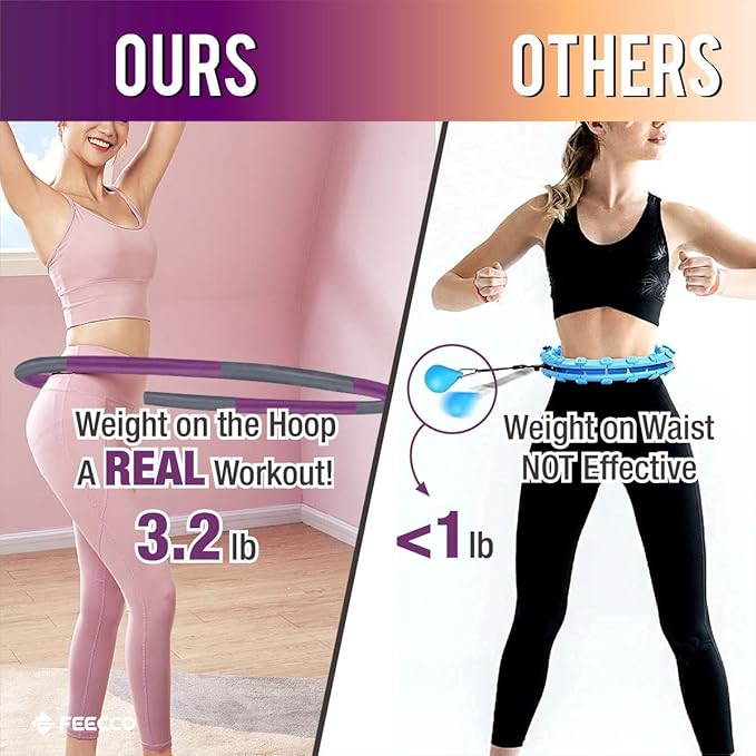 FEECCO Weighted Fitness Hoop 8 Detachable