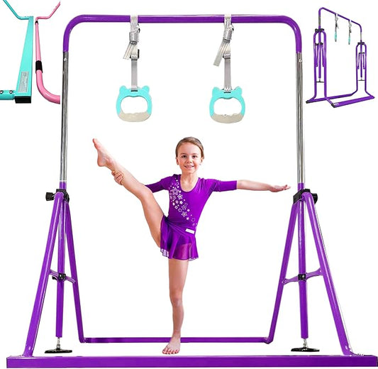 PreGymnastic Updated Folding Gymnastics Bar with Rings 3-10, Gymnastic