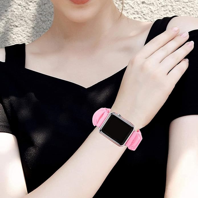 Compatible for FITVII Nexa, HM21, HM68, H86, HM57, HM78, H56 Smart Watch Fitness Tracker Bands, 18mm, 20mm, 22mm Fabric Elastic Scrunchie Elastic Women Cute Replacement Straps