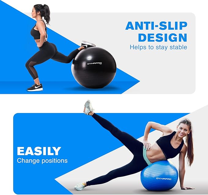 Exercise Ball – Extra Thick Eco-Friendly & Anti-Burst 2200lbs, Stability