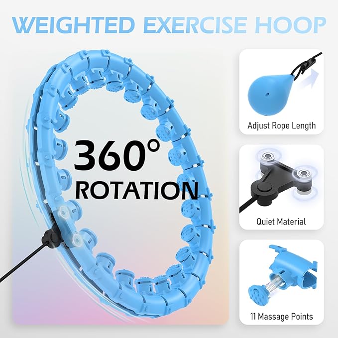 Weighted Hula Circle for Adults Weight Loss 51 Inch 27 Detachable