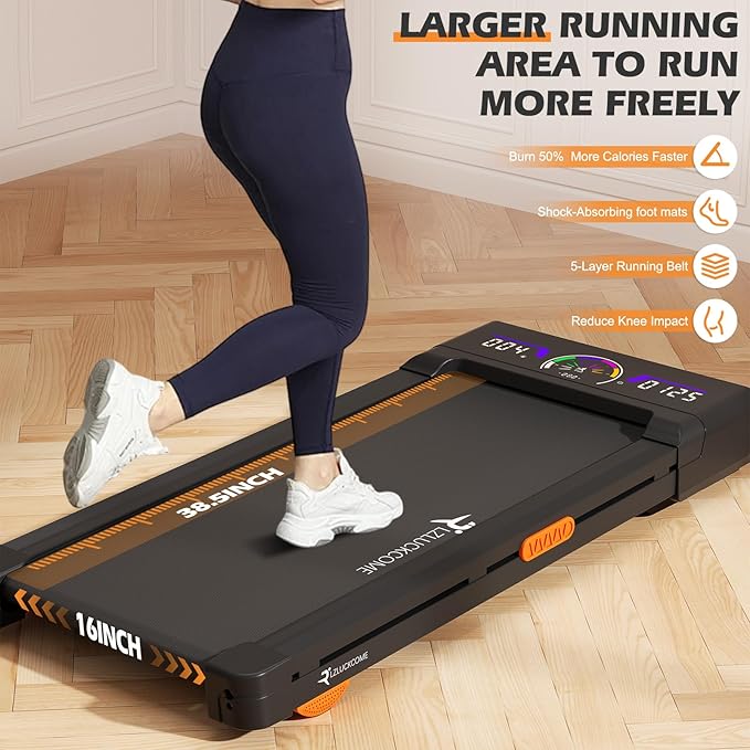 Walking Pad Treadmill with 9% 9-Level Auto Incline Compact Quiet Wide Under Desk Treadmill Incline Large LED Display Remote Control 300LB Capacity Wheel for Home Walking Running Jogging Machine