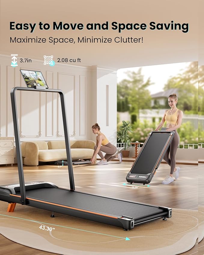 Walking Pad, Under Desk Treadmill with Incline for Home Office 2.5HP Portable Walking Treadmill with 280 Lbs Weight Capacity Walking Machine, Remote Control, LED Display