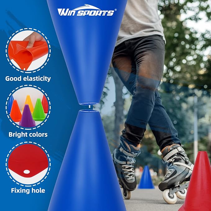 Training Plastic Traffic Cones Set - Indoor Outdoor (Multicolor,24 Pack,7 Pack,7 Inch)