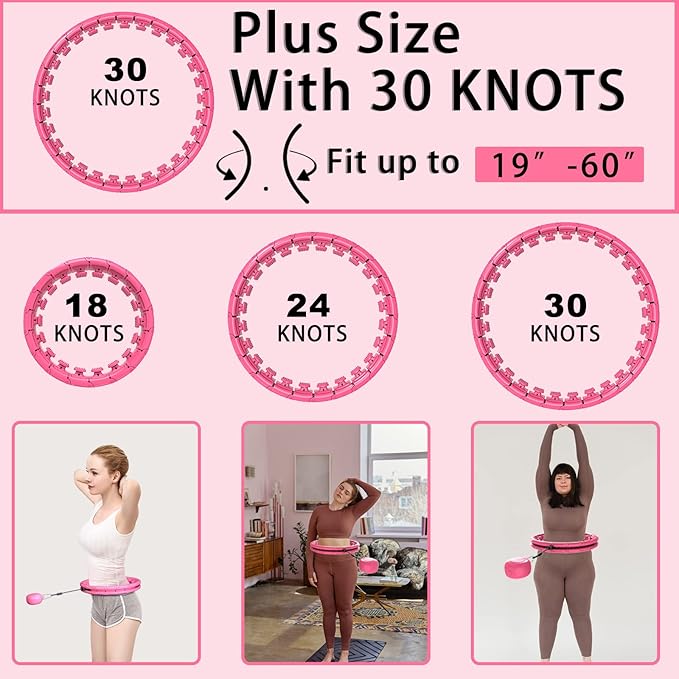 KABCON Infinity Weighted Exercise Hoop Plus Size Loss,65/62/60 Inch 2 in 1,with Weight