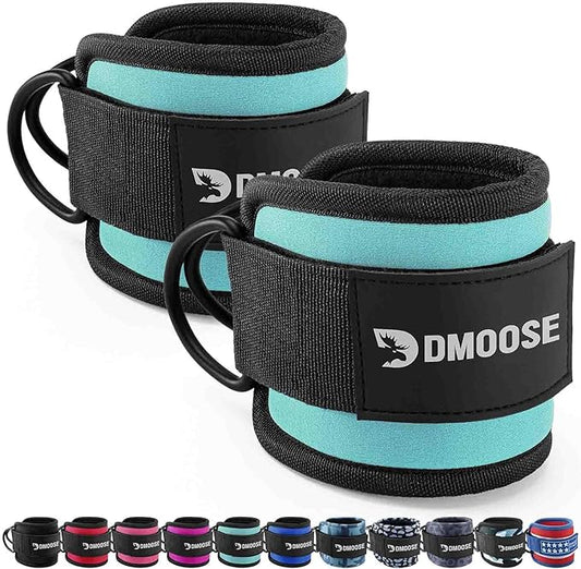 DMoose Fitness Ankle Straps for Cable Machines - One Size Fit with Premium Padding, Glute Kickback Ankle Strap for Women & Men, Cable Attachments for Gym, Booty Workouts, Leg Extension & Hip Abductors
