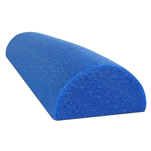 CanDo Blue PE Foam Rollers for Fitness 6" x 36" Half-Round