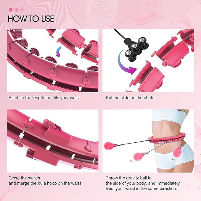 Smart Weighted Hoola Fitness Hoops for Adults Weight Loss 24 Detachable 2 in 1 Adomen