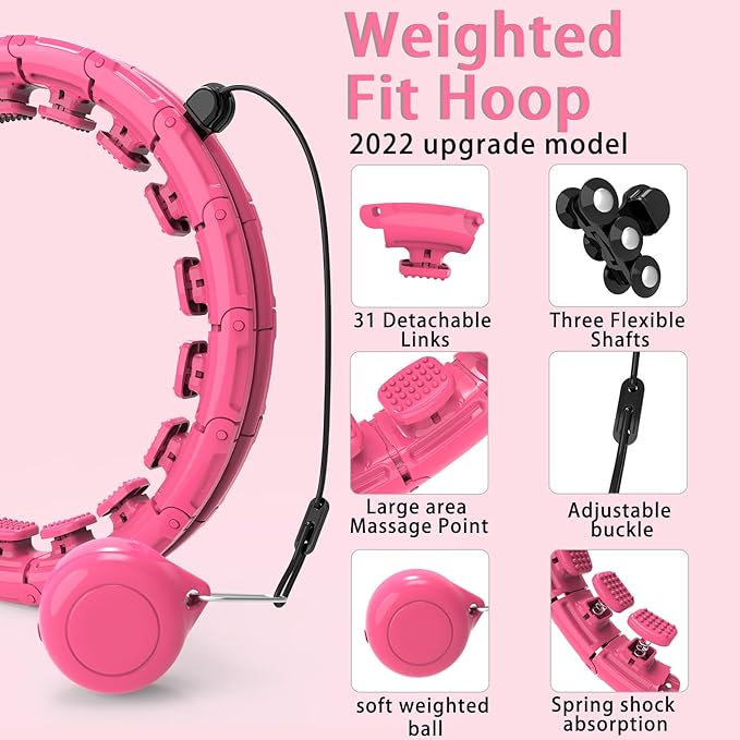 KABCON Infinity Weighted Exercise Hoop Plus Size Loss,65/62/60 Inch 2 in 1,with Weight
