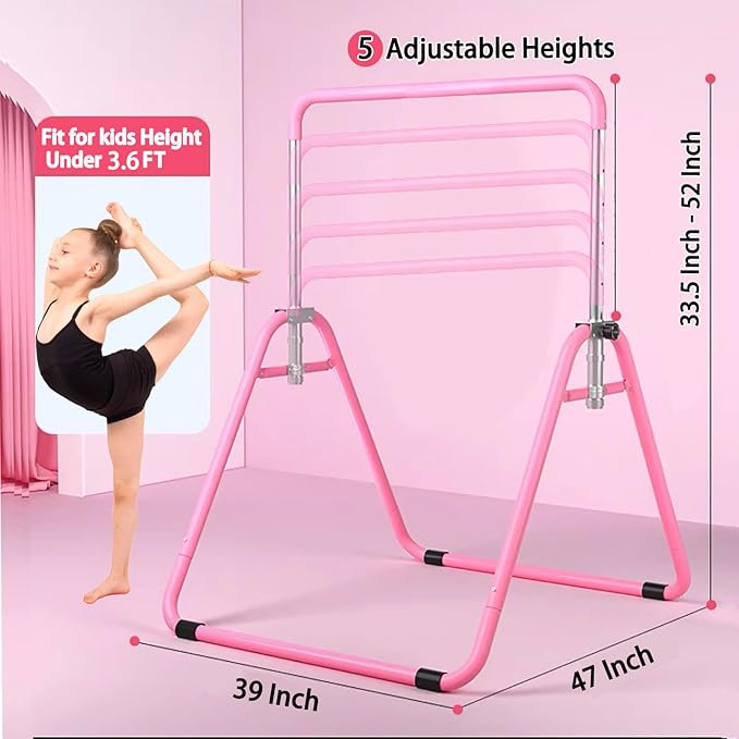 Kids Gymnastics Bar Gymnastic Equipment for Home Adjustable 3-7 Years