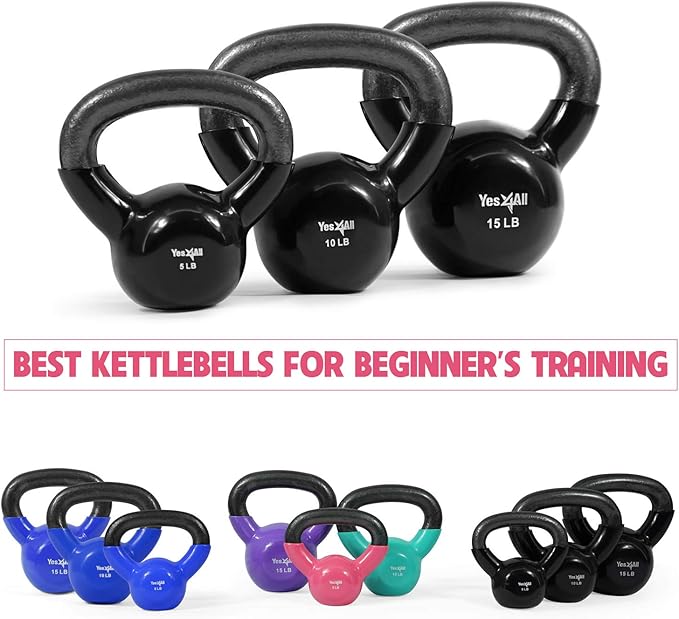 Yes4All Combo Kettlebells Vinyl Coated Weight Sets Great