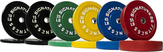 Signature Fitness 2" Olympic Bumper Plate Weight Plates 7FT Olympic