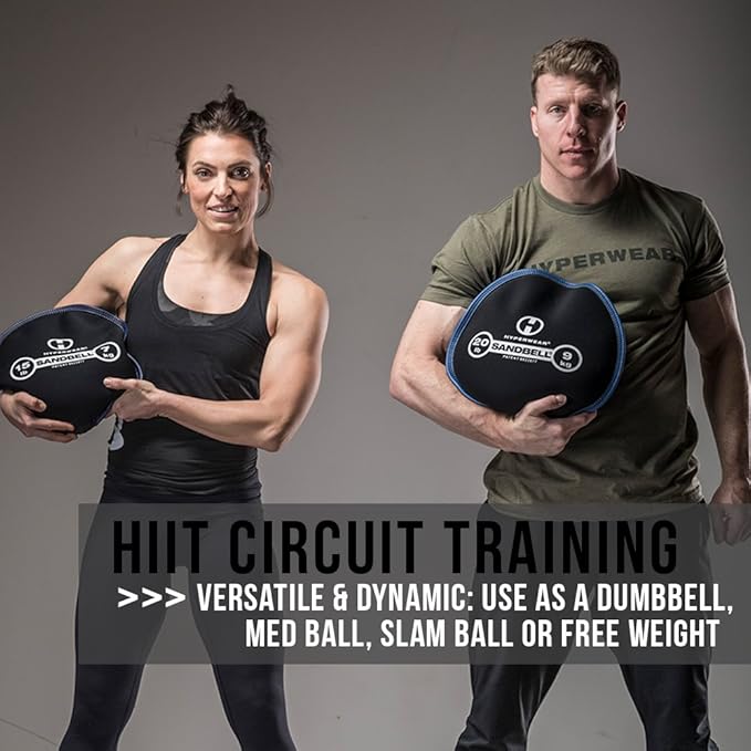 HYPERWEAR SandBell Sandbag Workout Bag Pre-Filled with Clean 2lb -50lb) -50lb)