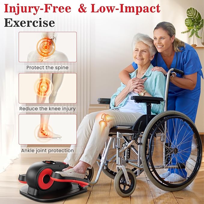 Under Desk Elliptical Machine, Ellipse Exerciser as Seen on TV for Seniors with Remote Control & 12 Adjustable Speeds, Elliptical Machine for Home