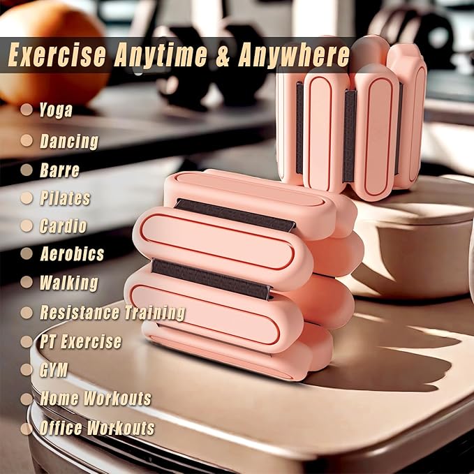 Wrist & Ankle Weights for Women，Premium Silicone Leg 2 lbs 2 (1Lb (1Lb Each)，Adjustable