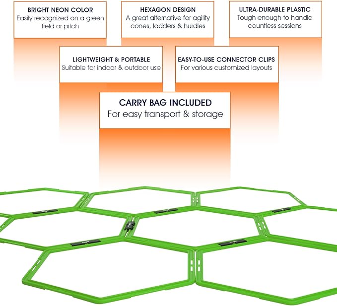 Yes4All Hex Agility Rings/Speed Rings with Carrying Bag