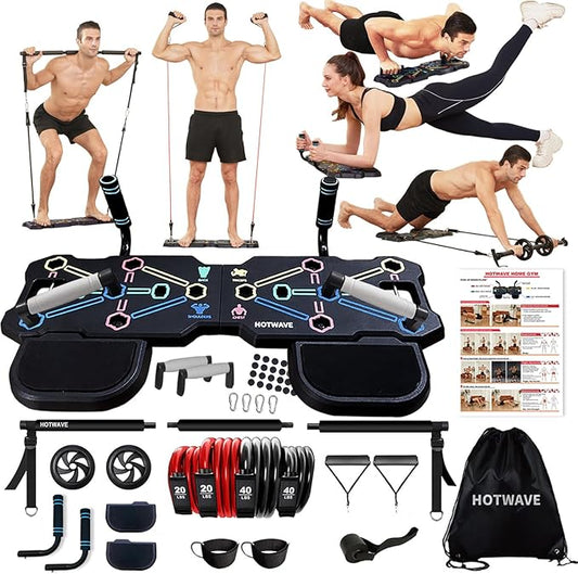 HOTWAVE Portable Workout Equipment with 20 Gym Accessories.Push