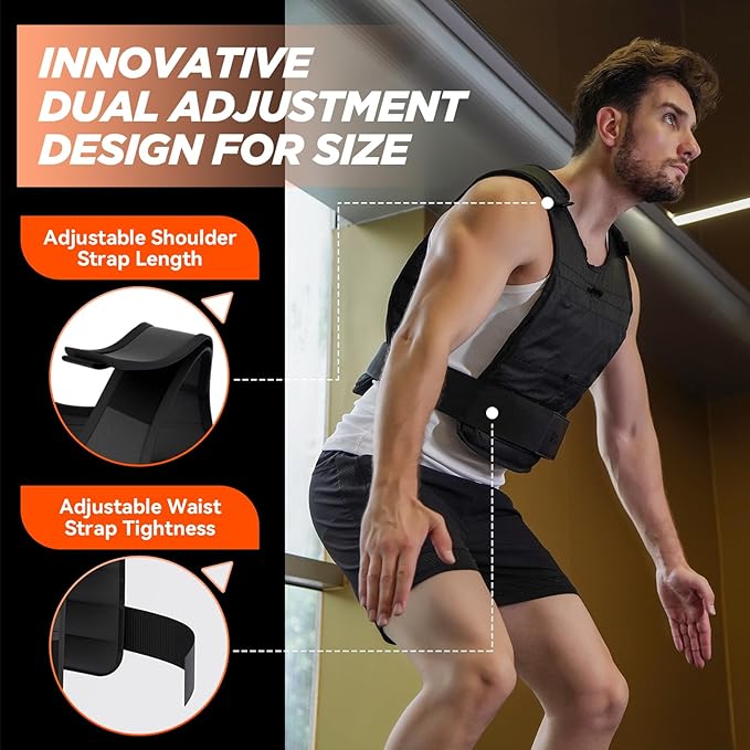 Weighted Vest for Men and Women with Reflective Stripes 10LB/15LB/20LB/13LB-22LB Adjustable Buckle Straps Weight Vests for Strength Training, Running, Fitness, Cardio, Weight Loss
