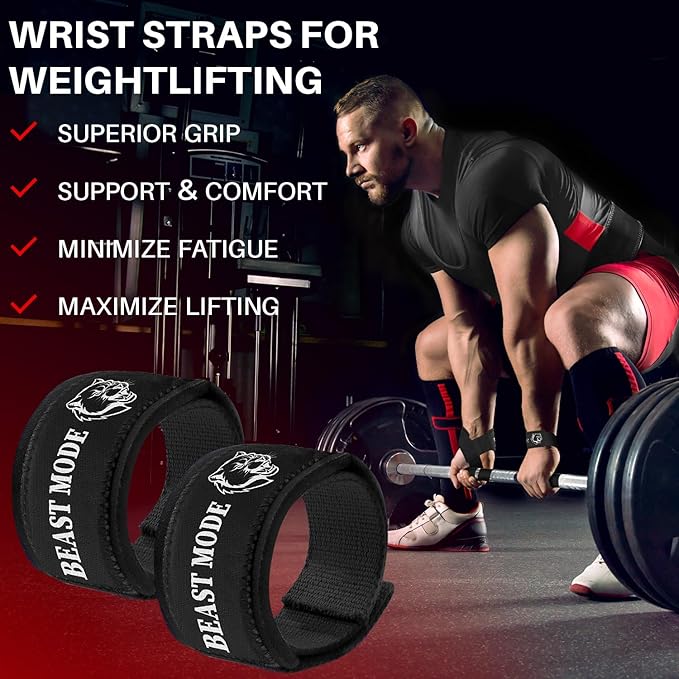 TECEUM Wrist Lifting Straps with Neoprene Padding Support – Heavy Duty Wrist Workout Straps For Men and Women – Ideal for Powerlifting, Strength Training, Bodybuilding