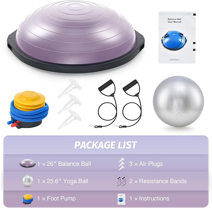 ZELUS 25in. Balance Ball 1500lb Inflatable 2 Bands,