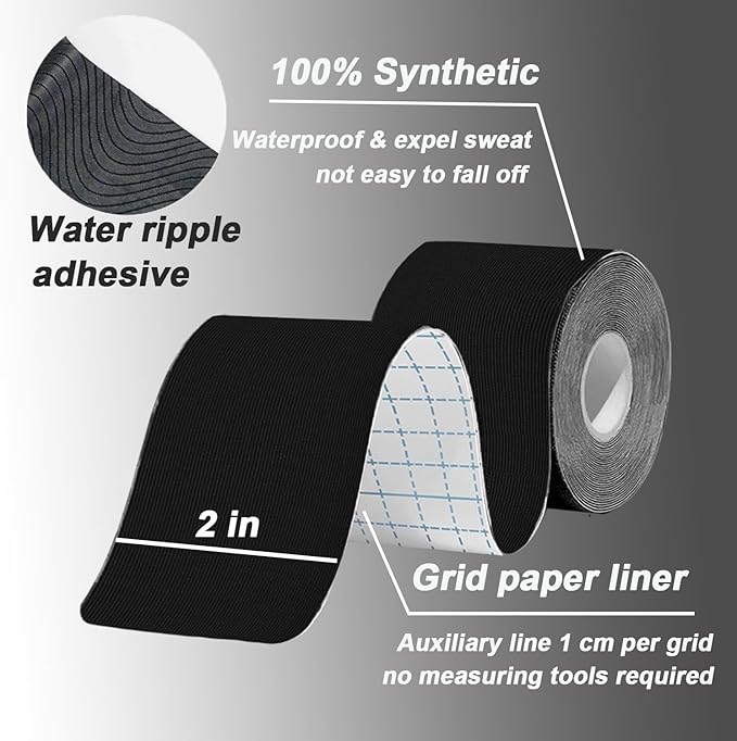 Pro Synthetic Kinesiology Tape Waterproof Athletic Tape [3 Rolls] 2inch x Long Roll 16ft Free Cut Tape for Ankle Wrists Knees Elastic Swimming Sports Activities Tapes（Mix)