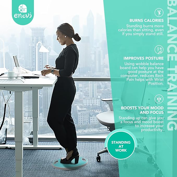Turquoise Balance Board, Wobble Board, For Standing Desk, Physical Therapy and Core Training, Home Gym, 360° Rotation Non-Skid Balance Trainer