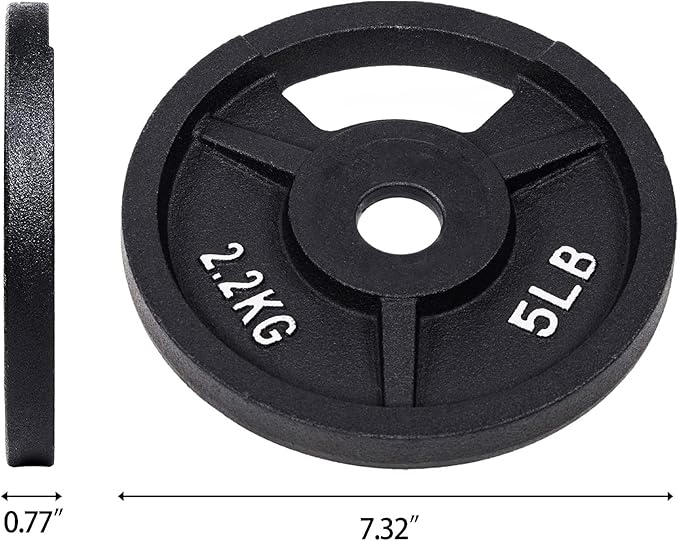 Signature Fitness Cast Iron Plate Weight Plate for Strength Training and Weightlifting, Olympic or Standard