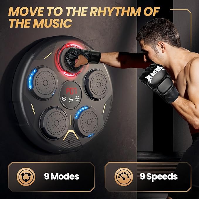 Music Boxing Machine, Boxing Machine with Beat Sync, Music Boxing for Adults and Kids, 9 Modes & 9 Speeds Includes Boxing Gloves