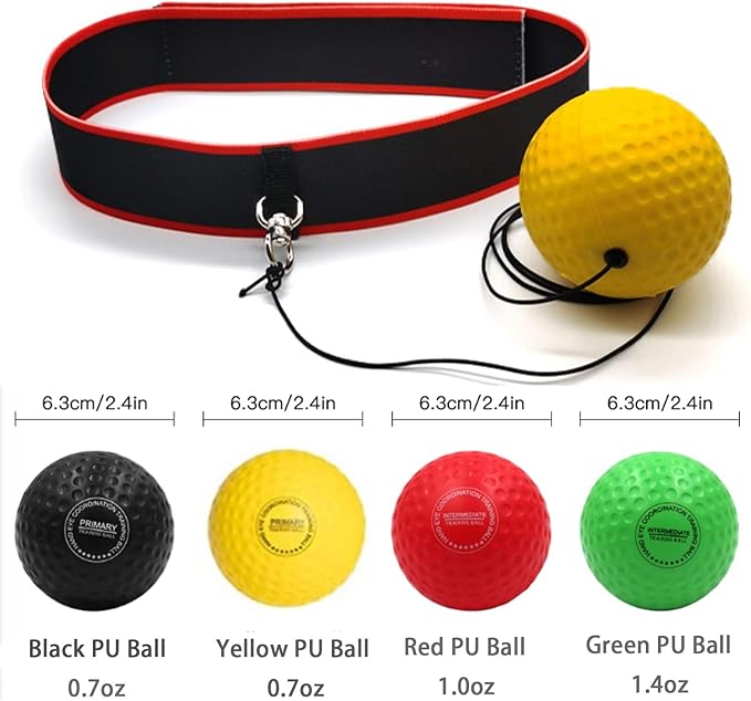 Boxing Reflex Ball for Kids and Adults,4 Levels Boxing Ball with 2 Adjustable Headbands,Boxing Equipment Punching Ball Great for Hand Eye Coordination Punching Speed and Fight Reaction