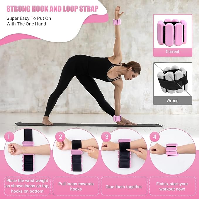 Pilates Wrist & Ankle Weights for Women 2(1Lbs Each),