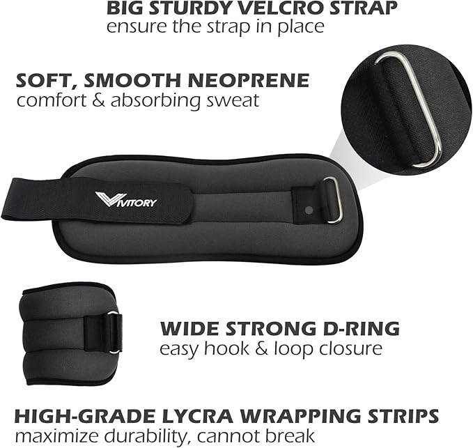 Vivitory Ankle Weights for Women & Men 2.2 to 6.6 Lbs