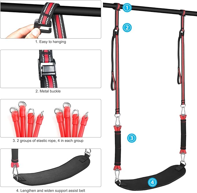 Pull Up Assistance Bands with Fabric Feet/Knee Rest