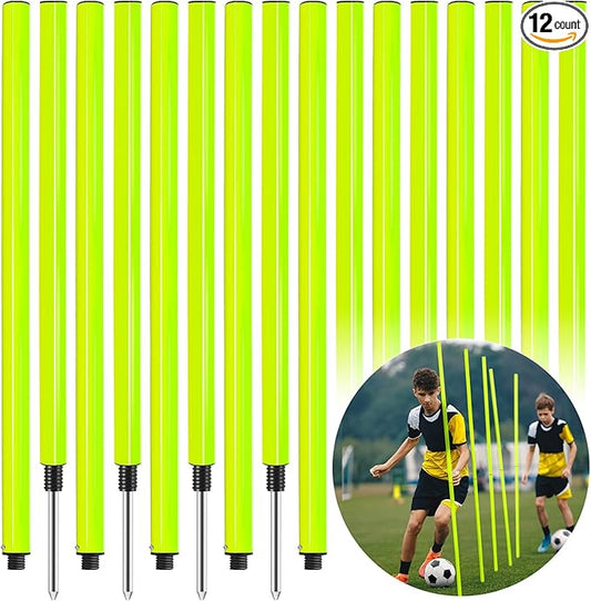 Lenwen 12 Pcs Soccer Training Poles Agility Poles