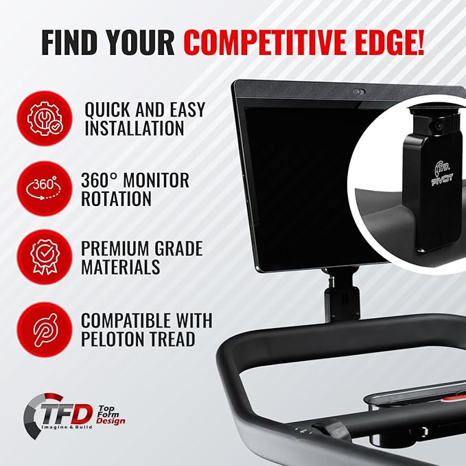 TFD The Pivot-T Compatible with Peloton Tread - Rotate Your Monitor 360 w/The Ultimate Swivel Mount - Made w/Hard Anodized Materials