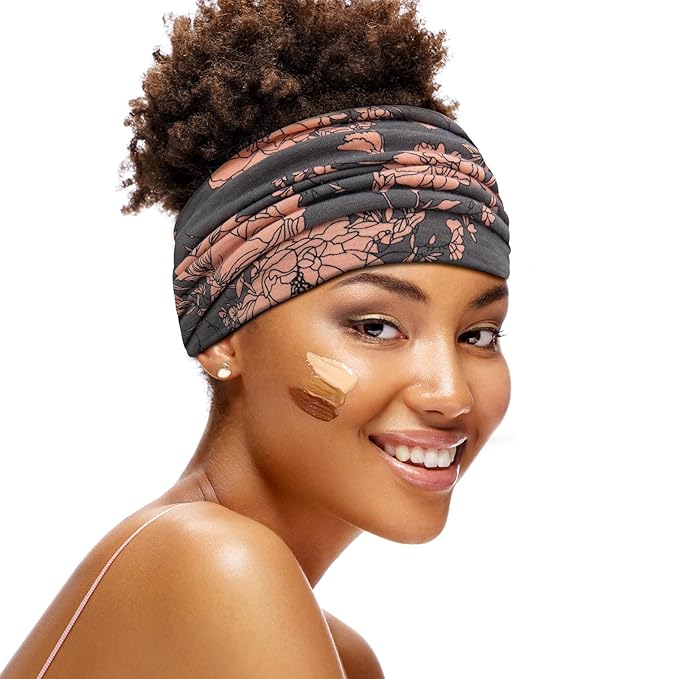 S&N Remille Wide Headbands for Women, Large Hairband, Elastic Non-Slip Headband Twist Knotted Accessories, Yoga Workout Vintage Hair 3 Pack (Colour-2)