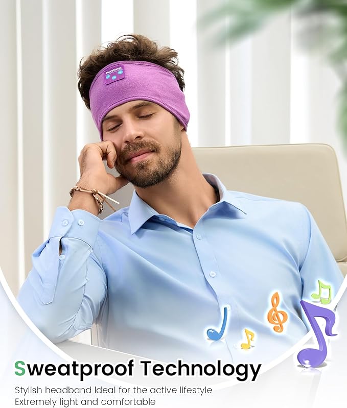 Perytong Sleep Headphones Bluetooth Headband, Headband Headphones Over On Ear Bluetooth 5.4 Sleeping Earbuds Earphones, Wireless Sleeping for Side Sleepers Men Women Boys Girls