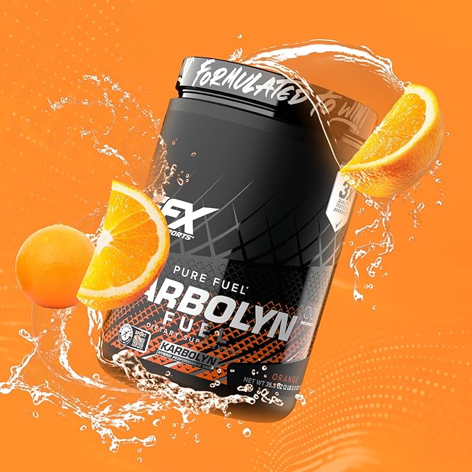 EFX Sports Karbolyn Fuel | Fast-Absorbing Carbohydrate Powder | Carb Load, Sustained Energy, Quick Recovery | Stimulant Free | 18 Servings (Orange)