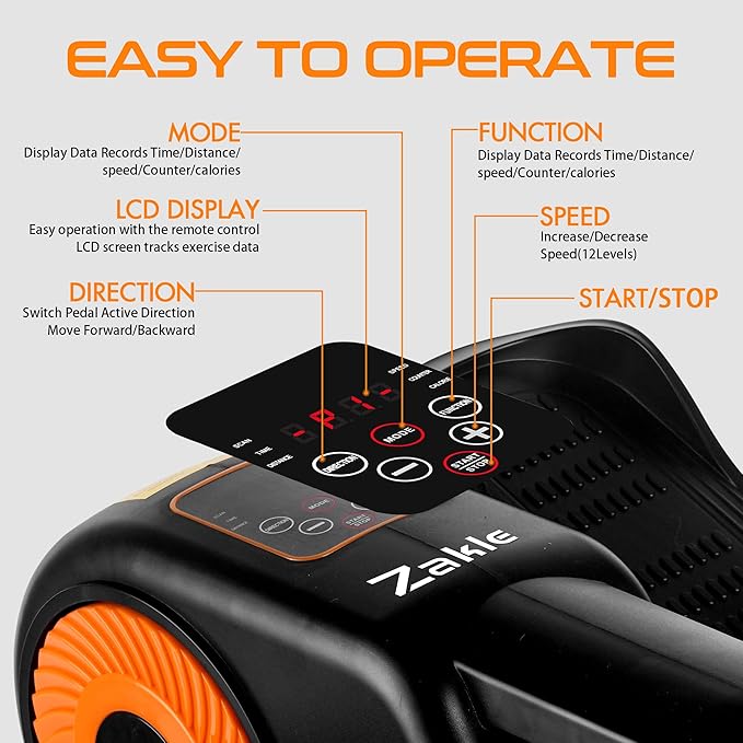 Zakle Under Desk Elliptical Machine, Ellipse Leg Exerciser as Seen on Tv for Seniors w/Remote & 12 Speeds Level, Manual & Auto Mode, Quiet Electric Seated Pedal Exerciser for Home Office