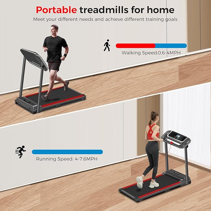 Portable Treadmill with Handle, 3.0HP Walking Pad Treadmill, Electric Compact Treadmills,Treadmills for Home Small Space with 12 Preset Programs, Walking Pad with Handle,300 LBS Capacity