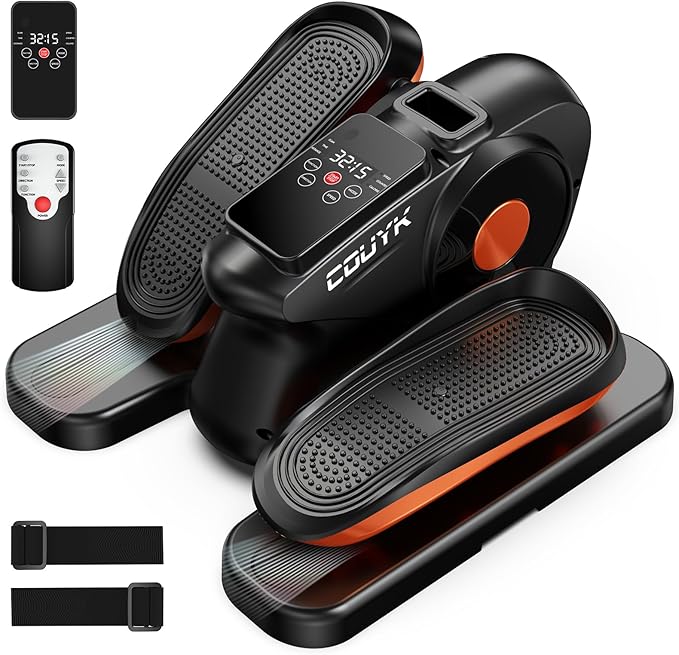 Under Desk Elliptical Machine,Electric Ellipse Leg Exerciser for Seniors Adults,Quite Portable with Display Monitor,Non-Slip Foot Straps and Remote Control and 12 Adjustable Speeds