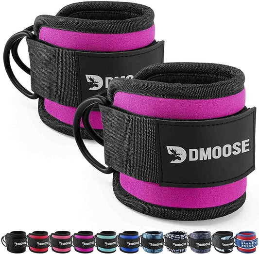 DMoose Fitness Ankle Straps for Cable Machines - One Size Fit with Premium Padding, Glute Kickback Ankle Strap for Women & Men, Cable Attachments for Gym, Booty Workouts, Leg Extension & Hip Abductors