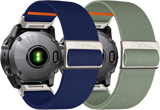 22mm Nylon Stretchy Band for Garmin Fenix 6 Pro/6/7/7 Pro/5/5 Plus Band, Soft Smartwatch Band for Forerunner 935/945/955,for Instinct/2/Approach S60/S70-47mm, Descent G1/Epix 2/Epix Pro 47mm
