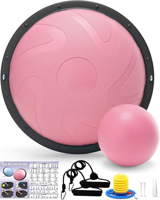 nonogo Half Balance Ball Trainer with Resistance Bands & Small Exercise Ball, Stability Ball for Core Strength, Full Body Workout, Yoga, Fitness, Physical Therapy
